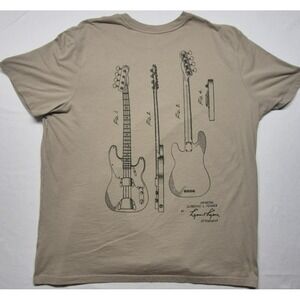 Fender by Goodfellow men's tan guitars graphic two sided graphic t-shirt sz. 2XL
